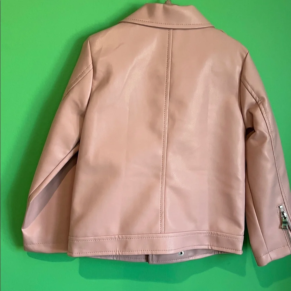Pink Faux Leather Biker Jacket size 4t